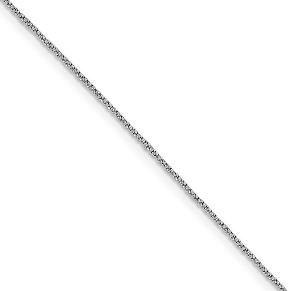 0.9mm 14k White Gold Diamond Cut Twisted Box Chain Necklace 18 Inch